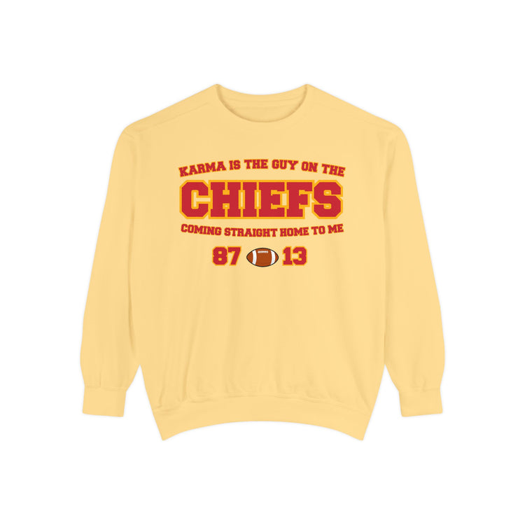 karma is the guy on the chiefs sweatshirt