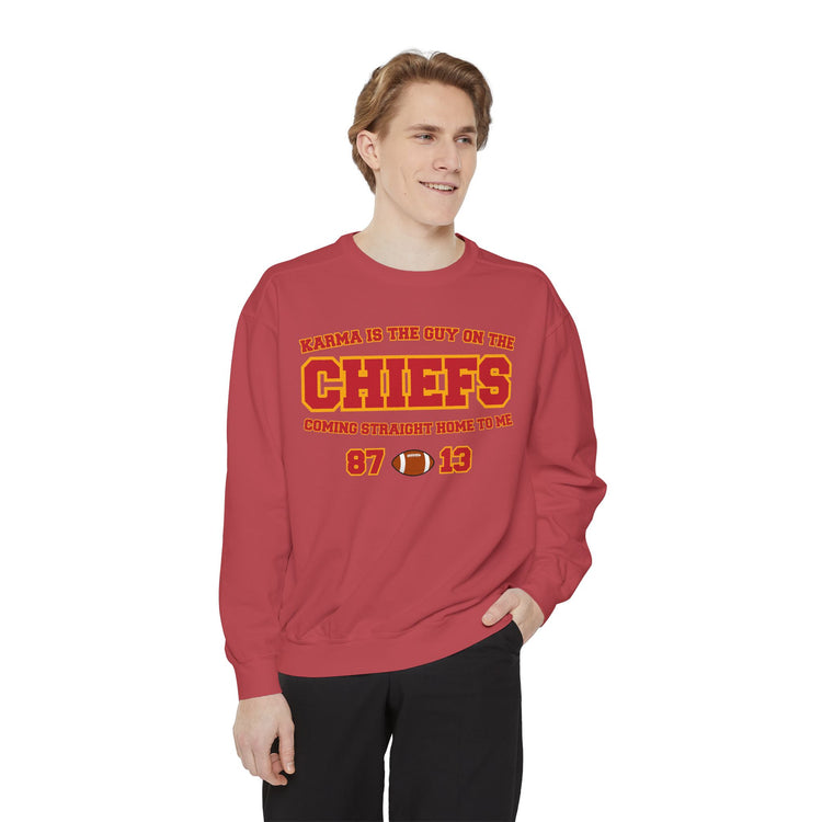 karma is the guy on the chiefs sweatshirt