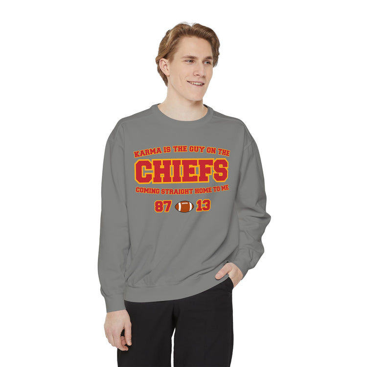 karma is the guy on the chiefs sweatshirt