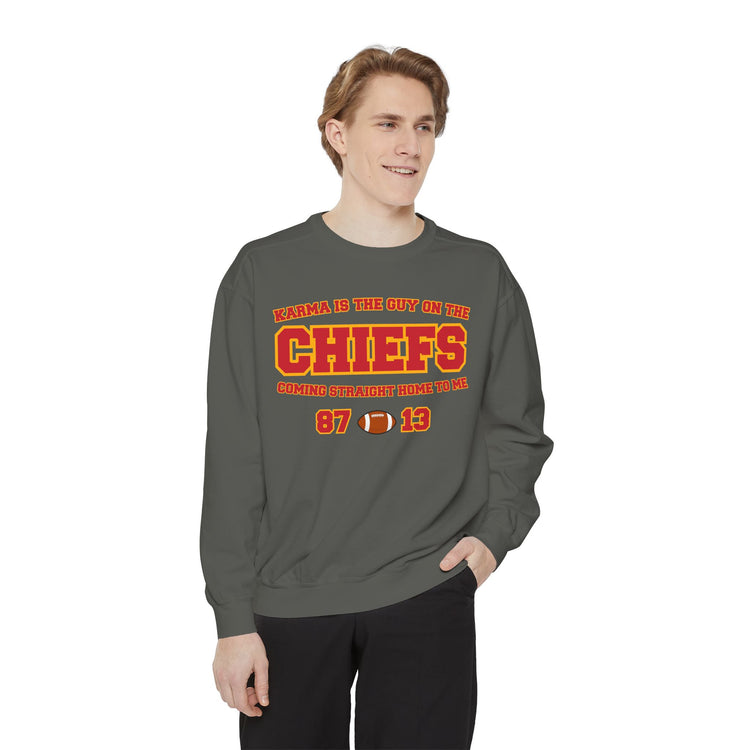 karma is the guy on the chiefs sweatshirt
