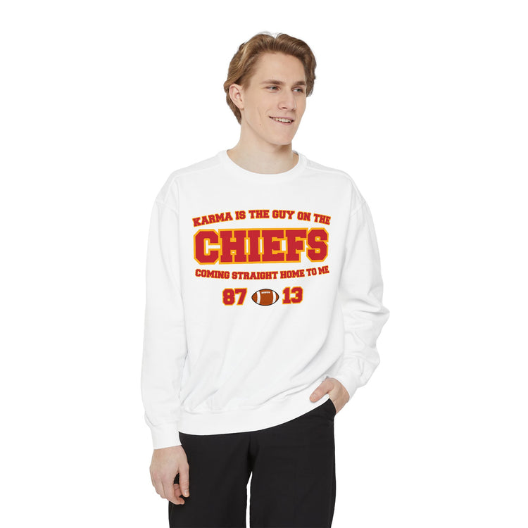 karma is the guy on the chiefs sweatshirt